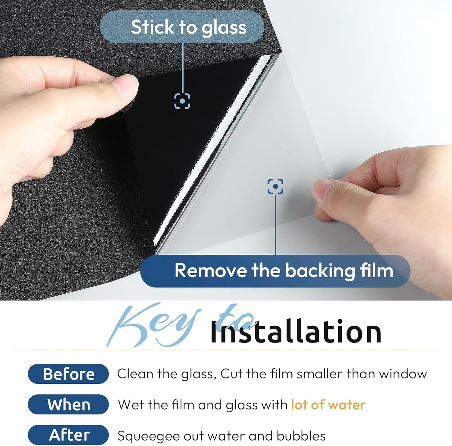 rabbitgoo Blackout Window Film Room Darkening Light Blocking 17.5" x 78.7" | Removable Static Cling without Glue, Tint & Privacy Film for Window Inside, Day & Night Sleep for Home Garage Bedroom House