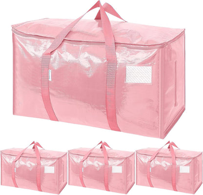 TICONN Extra Large Moving Bags Heavy Duty with Zippers & Carrying Handles, Durable Storage Bags Moving Boxes for Closet Organizers and Storage (Blue)