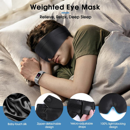 Heated Eye Masks for Dry Eyes, Cordless Silk Mask, 3 Heat Levels Electric Heating Pad for Eye Strain Relief & Fatigue,Ideal Eye Mask for Men Women,Sleep,Travel（Black）