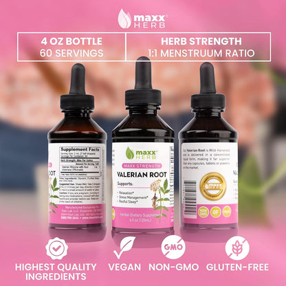 Maxx Herb Valerian Root Liquid Extract for Sleep & Relaxation, 4 Oz