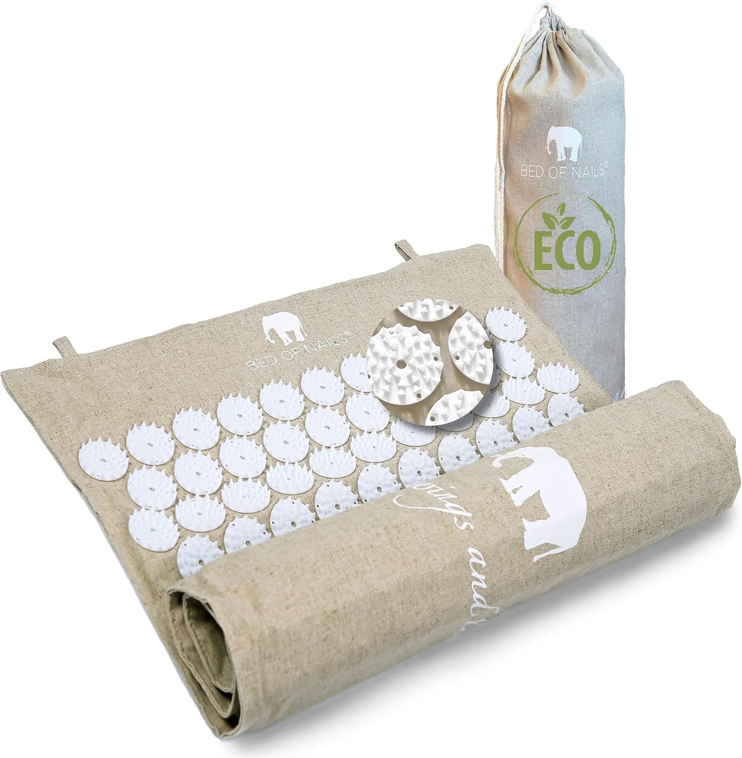 Bed of Nails ECO Set – Original Bon Acupressure Design with 10962 Precision Nails, Mat: 28.5 x 16.5 x 1", Pillow: 14.5 x 6 x 4"