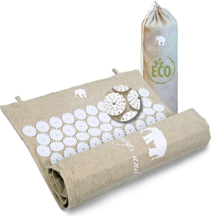 Bed of Nails ECO Set – Original Bon Acupressure Design with 10962 Precision Nails, Mat: 28.5 x 16.5 x 1", Pillow: 14.5 x 6 x 4"