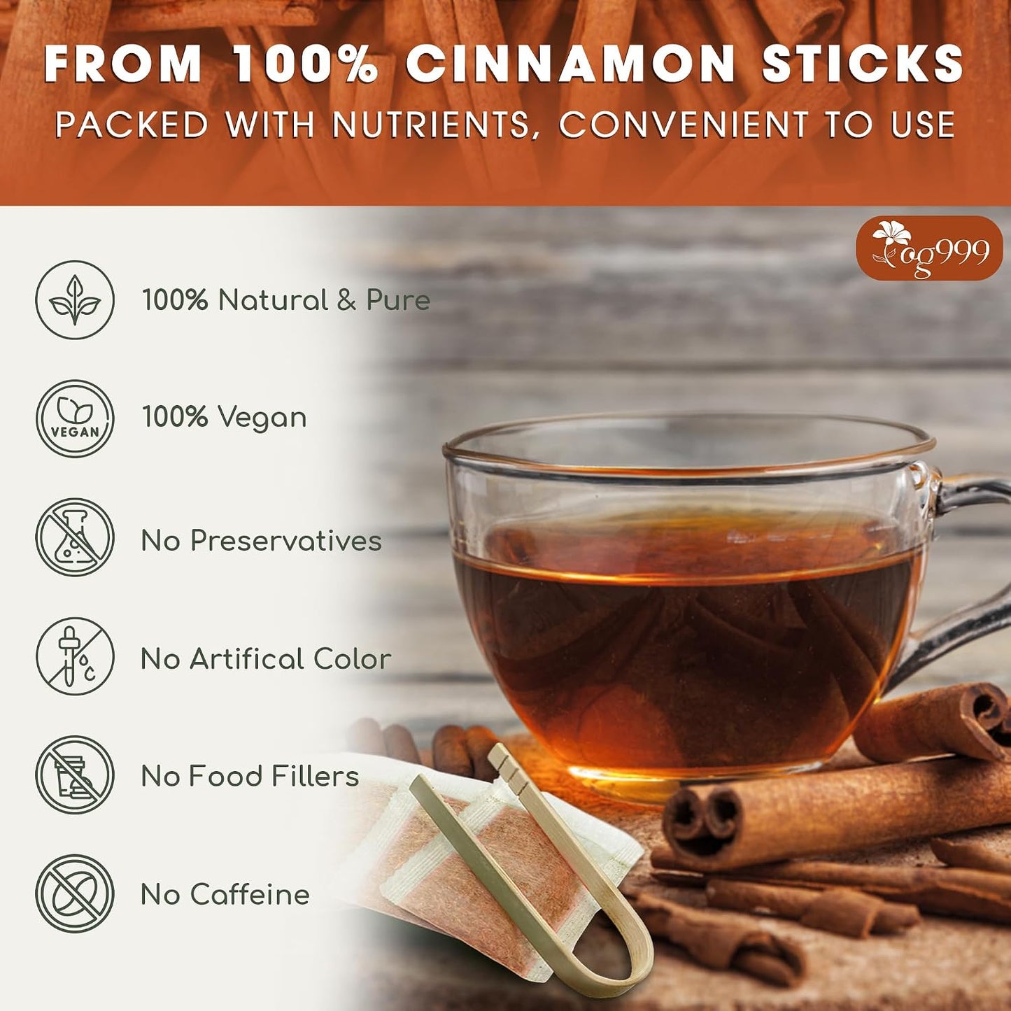 TOG999, 135 Premium Red Rooibos Tea Bags, 100% Natural & Pure from Rooibos Tea Leaves. Loose Leaf Rooibos Herbal Tea. Made with Natural Material Tea Bags. No Sugar, No Caffeine, No Gluten, Vegan.