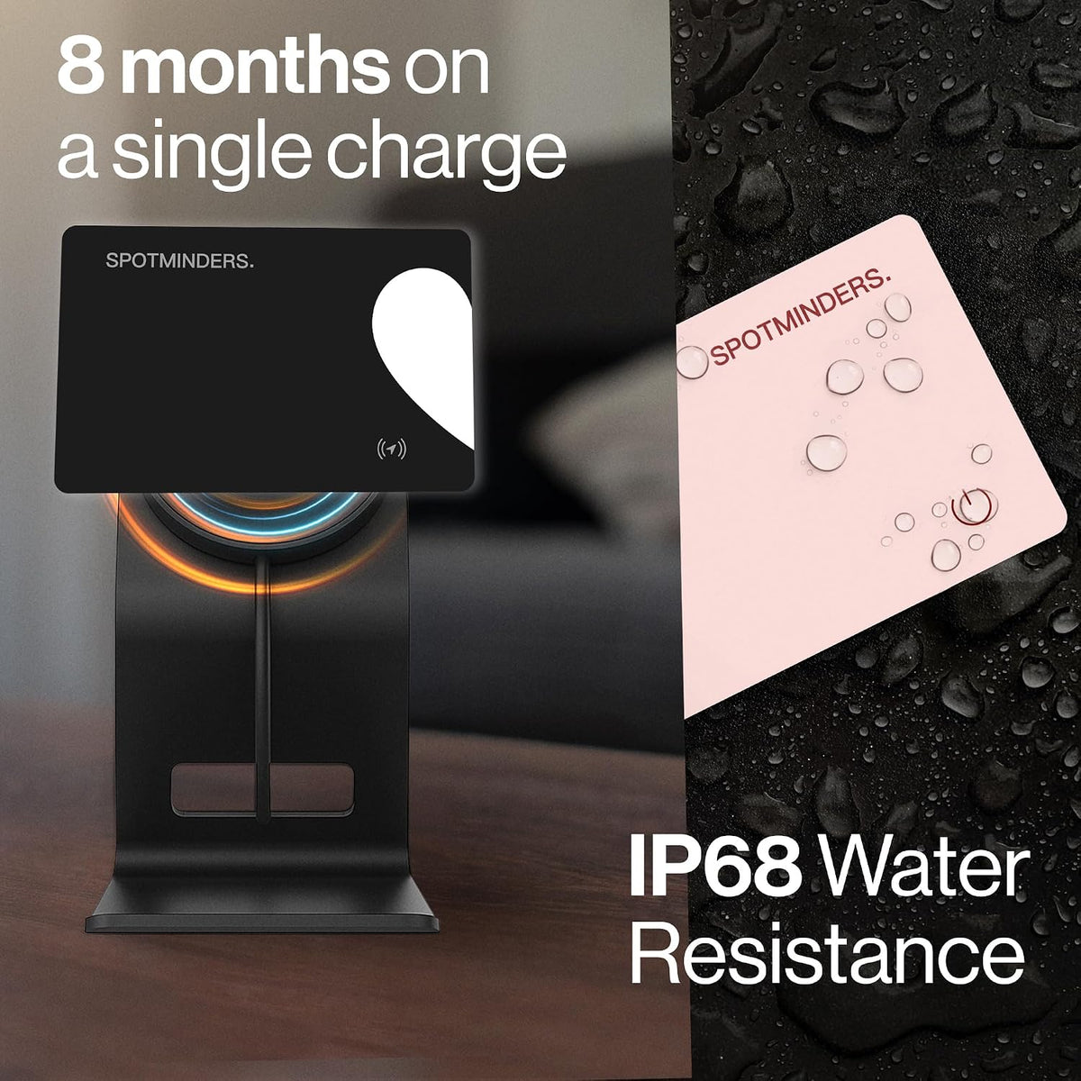 SPOTMINDERS Apple MFi Certified Wallet Tracker PRO Works with Apple Find My IP68 Rechargeable Tracking Card for Wallet Luggage Passport 0.07in Slim Credit Card Design Item Finder
