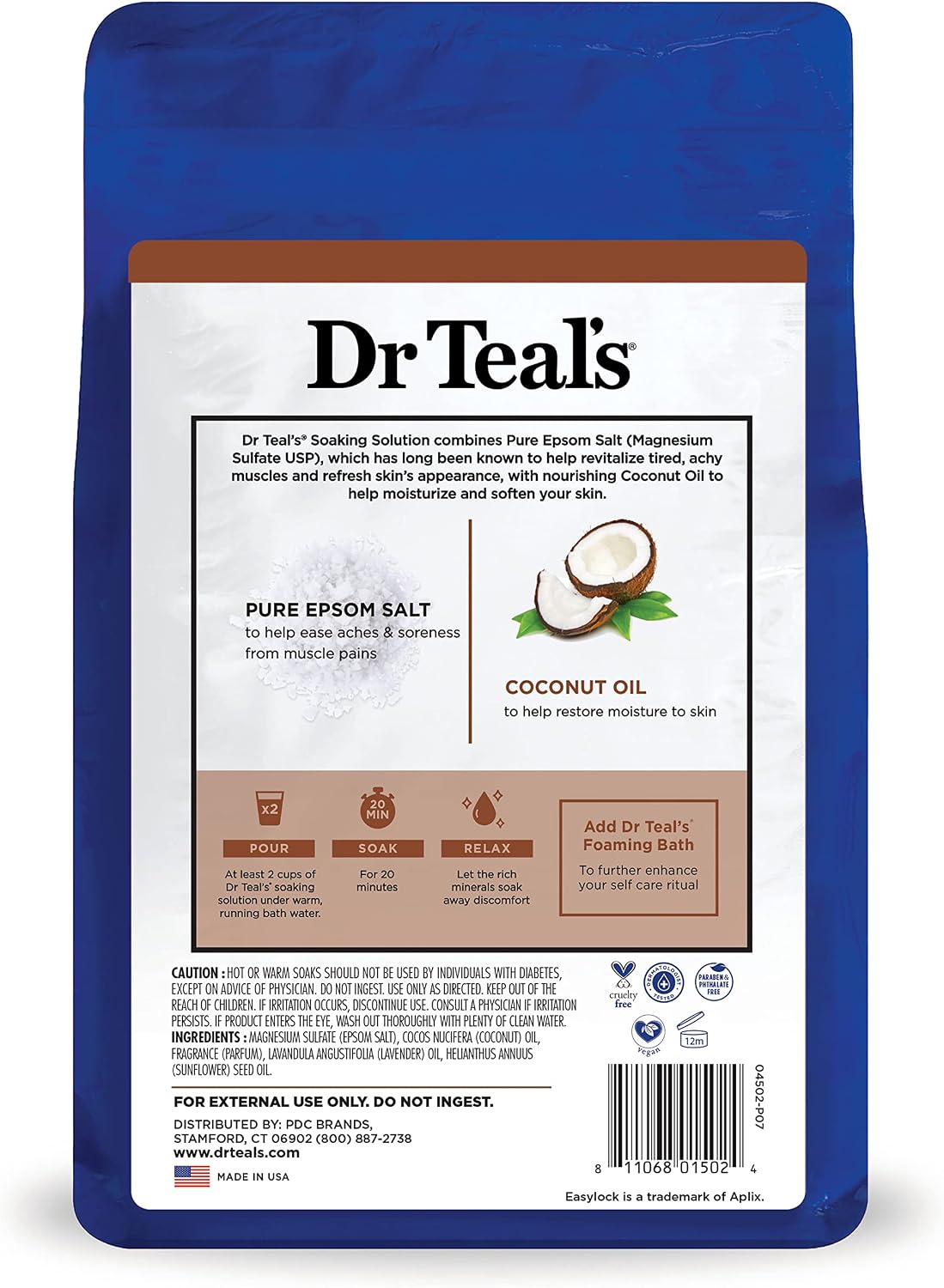 Dr Teal's Epsom Salt Magnesium Soak, Nourish & Protect with Coconut Oil, 3 lbs