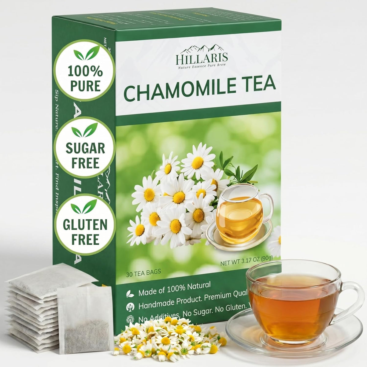 HILLARIS Chamomile Passionflower Herbal Tea, 30 Ct, 3g Each, Caffeine-Free