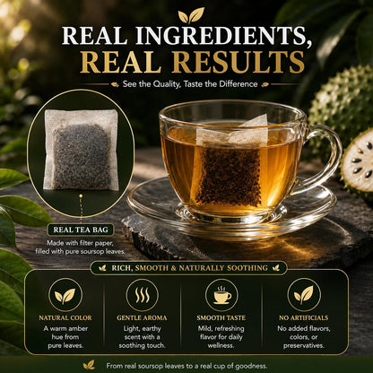 WOTIHA 45 Count Premium Soursop Graviola Tea Bags - 100% Natural soursop leaves, Non-GMO, Caffeine/Sugar/Gluten Free Vegan, Food-Grade Biodegradable Bags, Hojas De Guanabana.