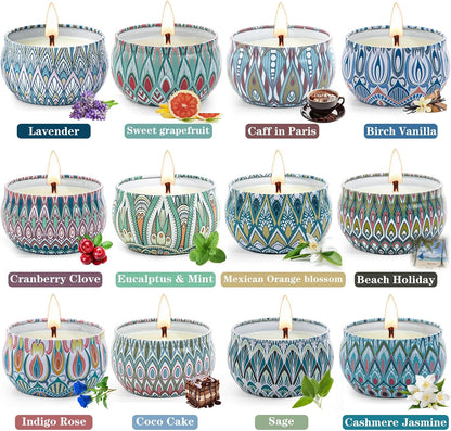 Candles, Scented Candles Gift Set for Women, 8 Pack Fruity Floral Soy Wax Aromatherapy Candles, Travel Tin Candles in Artist Gift Box, Birthday Gifts for Mom, Wife, Sister, Friend, Housewarming