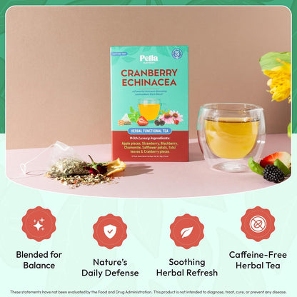 Pella Nutrition Cranberry Echinacea Herbal Functional Tea - 25 Teabags