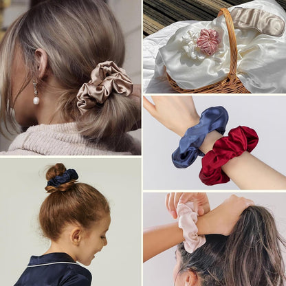 LILYSILK Silk Hair Scrunchies / Ties for Frizz & Breakage Prevention, 100% Mulberry, No Damage, Elastic ponytail Holders, 1Pc, Coffee - Colors A