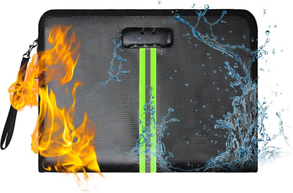 5200℉ Fireproof Document Bag, Fireproof Bag with Lock, Fireproof Document Organizer, Safes for Home Use Fire and Water Proof with Heat Insulated for Cash, Valuables, Documents-Black