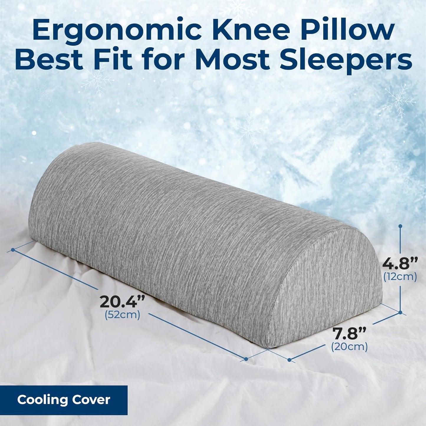 5 STARS UNITED Knee Pillow for Back Sleeping – Half Moon Bolster Pillow for Legs, Under Knee Pillow for Sleeping on Back, Memory Foam Leg Pillow for Back Pain, Gray