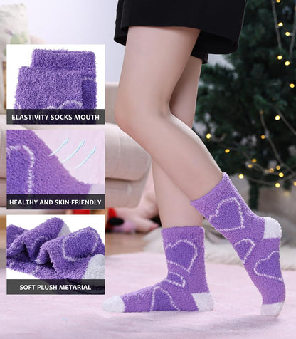 SDBING Fuzzy Socks for Women Soft Fluffy Home Sleeping Socks Cozy Warm Slipper Socks 6 or 5 Pairs