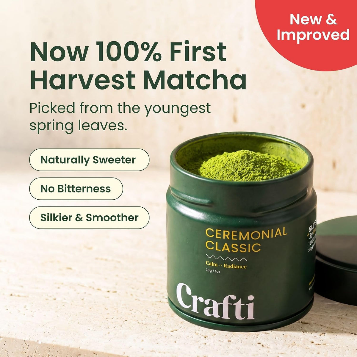 Crafti Ceremonial Organic Matcha Powder (30g / 1.06oz)