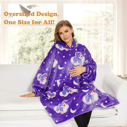 THREE POODLE Wearable Blanket Hoodie for Women, Oversized Sherpa Sweatshirt Blanket for Adults Men, Cozy Hooded Blankets, Gifts for Teen Girls Women Mom Sister