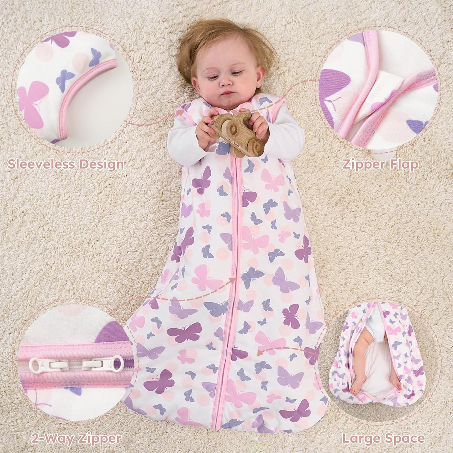 Yoofoss Baby Sleep Sack Baby Wearable Blanket 100% Cotton 2-Way Zipper Toddler Sleeping Sack
