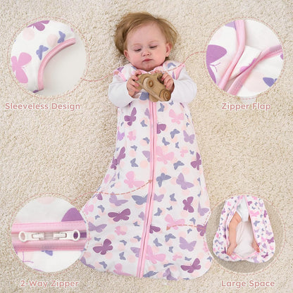 Yoofoss Baby Sleep Sack Baby Wearable Blanket 100% Cotton 2-Way Zipper Toddler Sleeping Sack