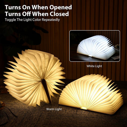 4.7 Inch Wooden Book Lamp, Book Lovers Gifts,Teacher Appreciation Gifts for Women, Folding Book Light, LED Ambient Lighting, Magnetic Mood Lighting for Home&Library Decor (Walnut)