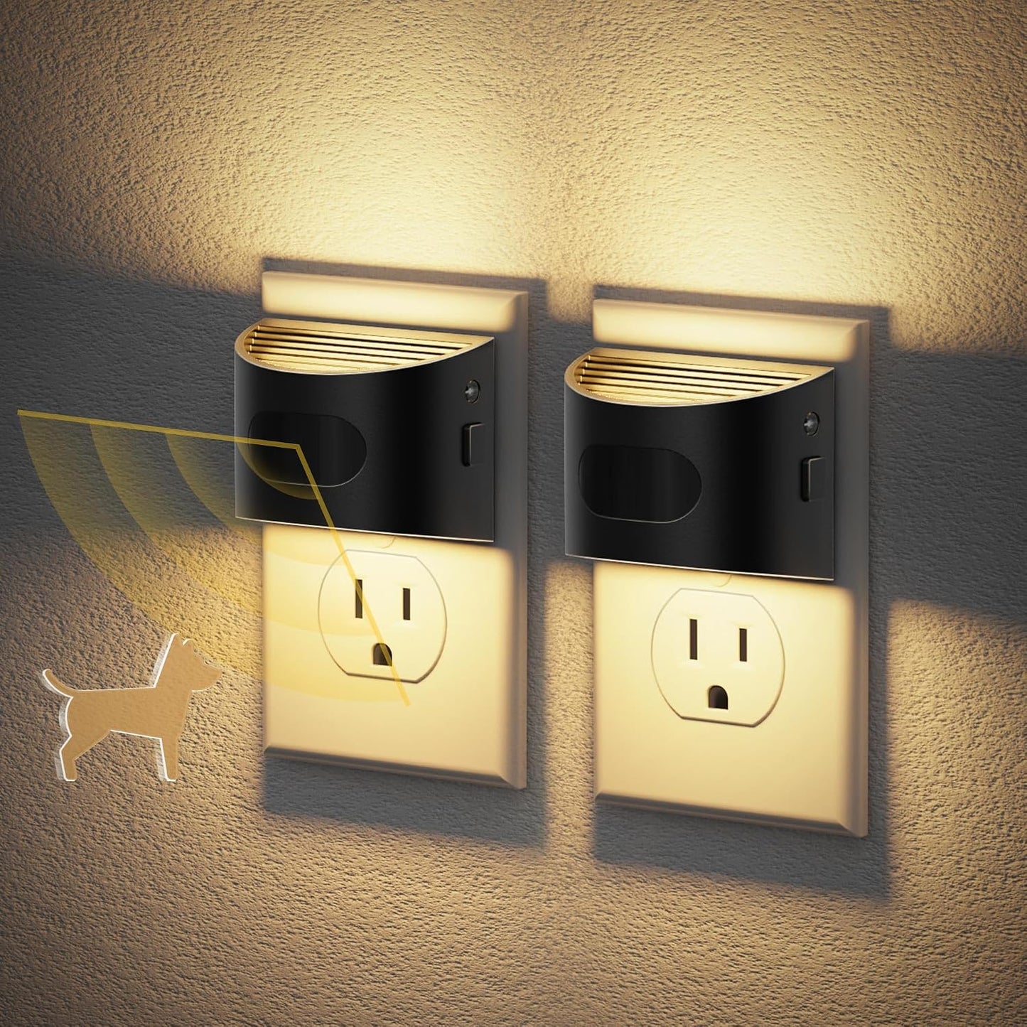JandCase Night Light, Modern Night Lights Plug into Wall,2 Pack Dusk to Dawn Sensor Nightlight, Amber Brightness Adjustable Nightlight for Kids Bathroom Hallway Kitchen Bedroom Decor