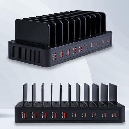 Charging Station 100W 10-Port USB C Fast Charging Dock for Multiple, Black