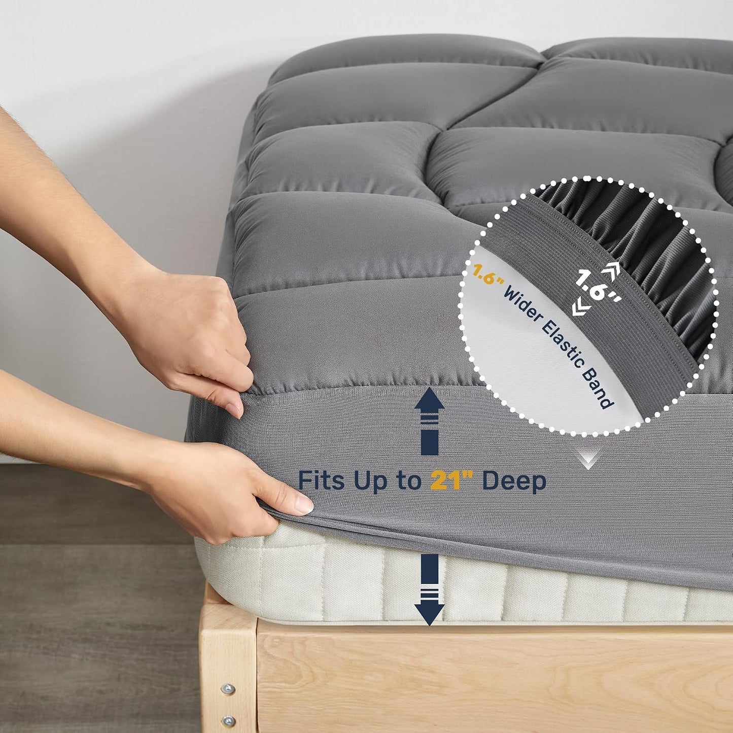Unikome Ultra Soft Waterproof Mattress Pad King, Cooling Mattress Protector for Hot Sleepers, 5-Layers Noiseless Washable Mattress Cover with 8"-21" Deep Pocket (Light Blue, 78x80)