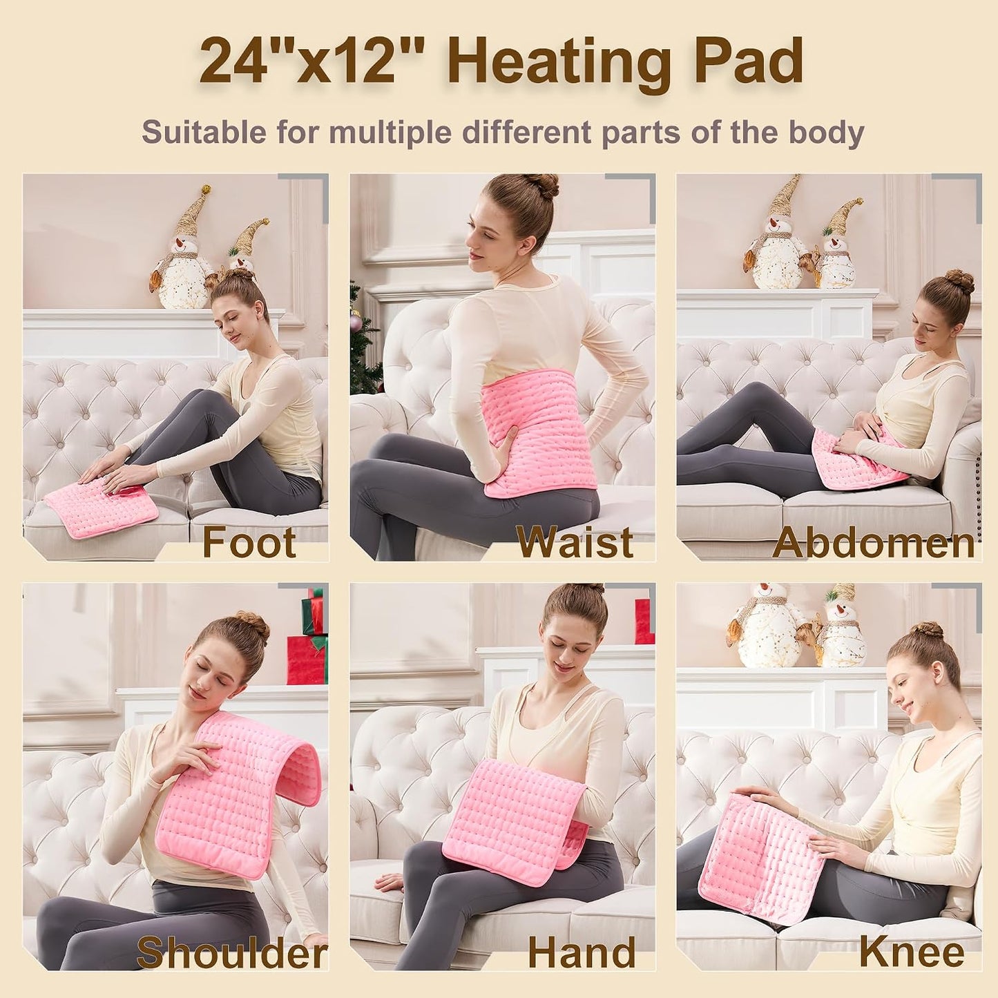 12"x24" Heating pad, Electric Heat Pad 6 Heating &4 Timer Setting | Heating Pad for Neck and Shoulders and Back Auto Shut Off, Dry/Moist Heat & Machine Washable,Home Office Use，Dark Gray