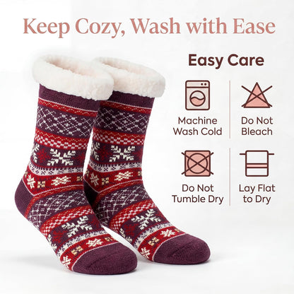Cozylook Fuzzy Slipper Socks for Women with Grips Warm Cozy Soft Non-Slip Winter Socks Cozy Gift Idea