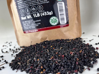 U.S. Wellness Naturals Elderberries – 1lb (Real Wild Harvest) | 100% USDA Certified Organic | Bulk Black Dried Elderberry | for Making Elder Syrup, Gummies, Tea - Raw Vegan Sambucus Nigra