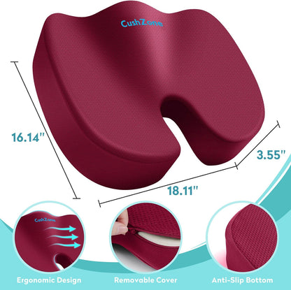 Office Chair Seat Cushion, Cooling Gel Enhanced Memory Foam Cushion for Long Sitting - Back, Sciatica, Coccyx, Tailbone Pain Relief Pillow - for Office, Gaming, Car, Wheelchair - Black, Large