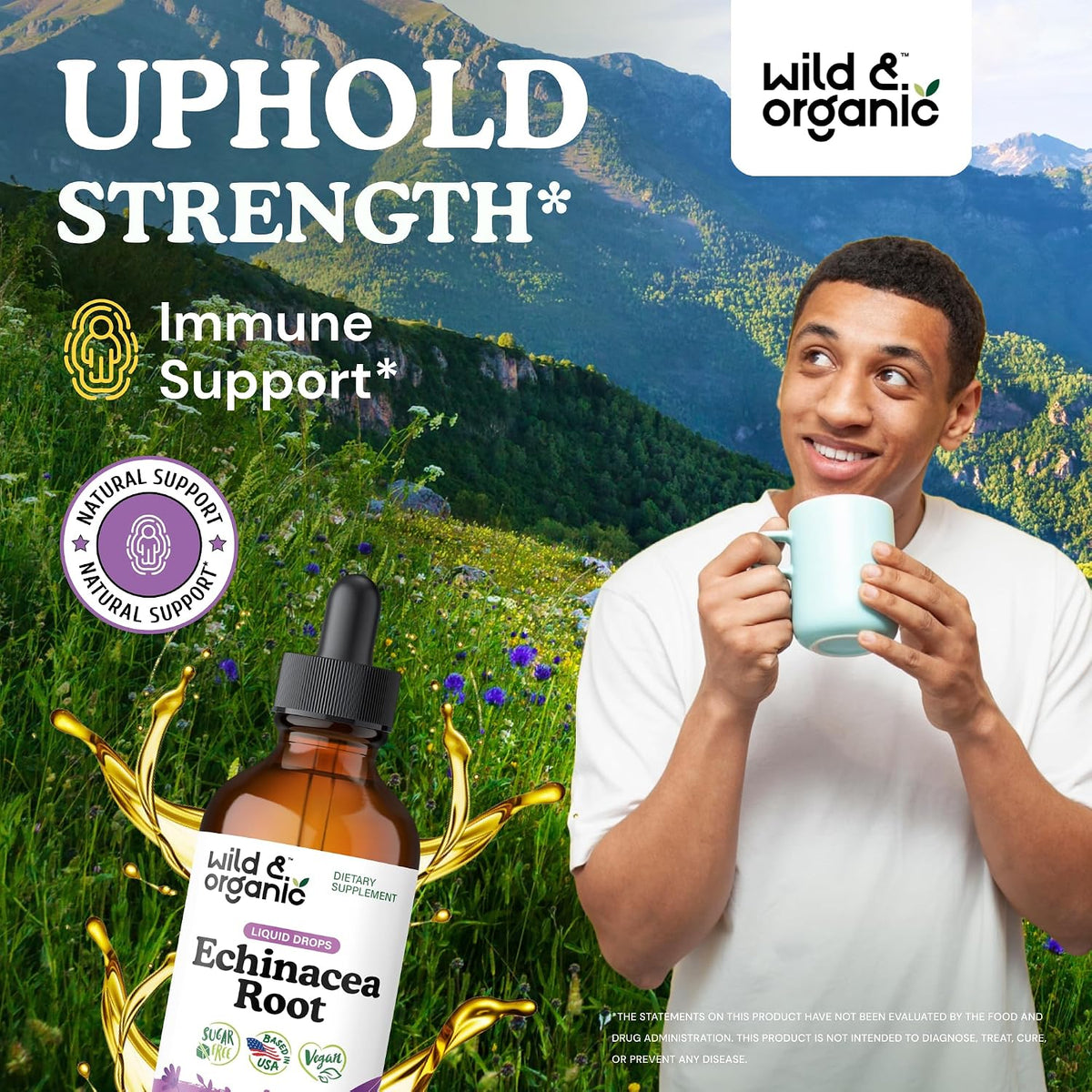 Wild & Organic Echinacea Drops - Immune & Lymphatic Drainage Drops - 4 oz