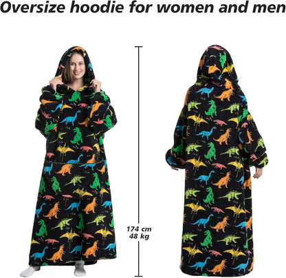 Capecage Blanket Hoodie, Long Hooded Blanket Sweatshirt as Birthday Gifts for Women Men, Long Wearable Blanket for Women Men.
