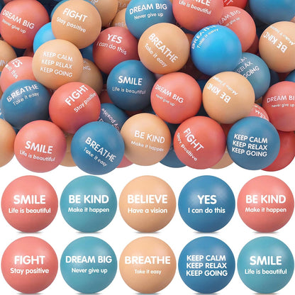 Liliful 100 Pcs Motivational Stress Balls Bulk Inspirational Squeeze Balls for Adults Anxiety Relief Fidget Toys Office Employee Gifts Classroom Rewards 2.2 Inch (Bright Colors)