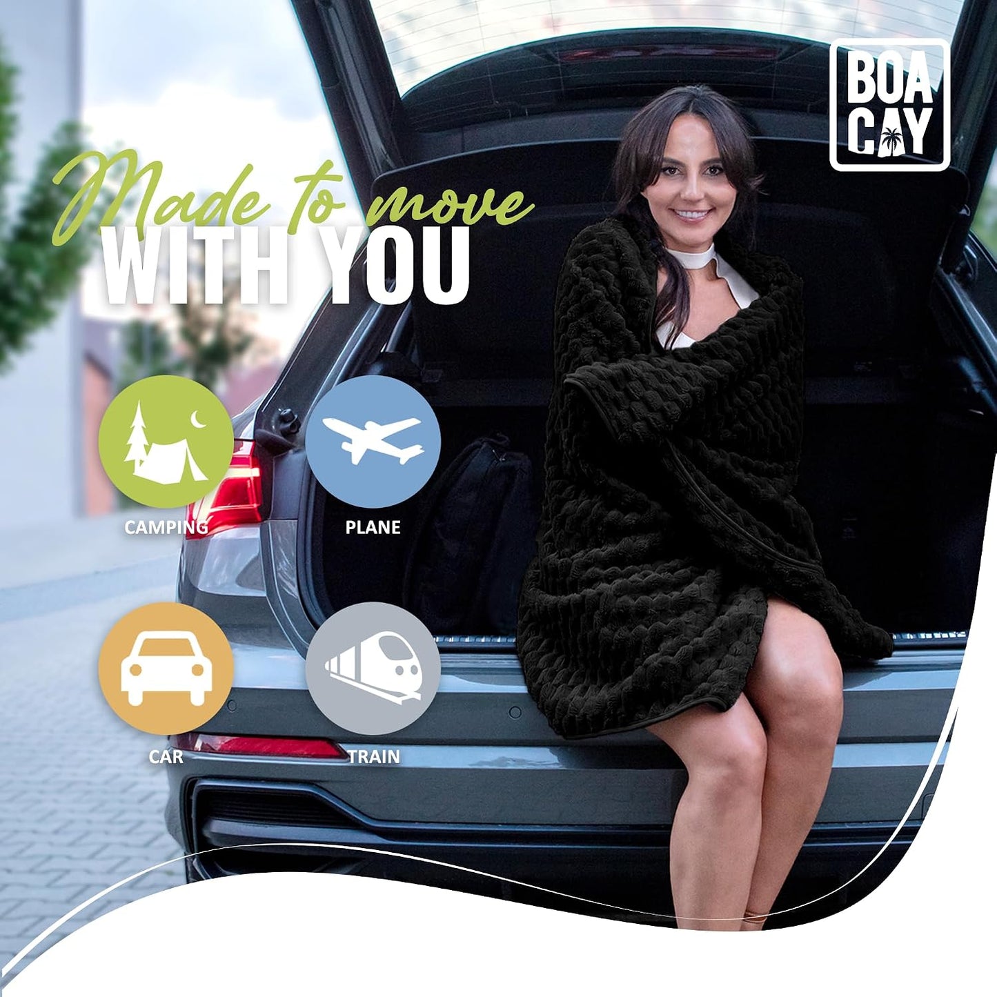 BOACAY Packable Travel Blanket for Airplane, Car - Compact Office Blanket - Portable Pillow for Adults, Kids with Case, Luggage Sleeve, Backpack Clip