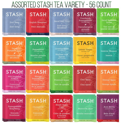 STASH Premium Tea Sampler Assortment Gift Box | 56 count | Prime Tea Variety - Earl Grey, Black, Fruit, Citrus, Green, Herbal, Raspberry and more