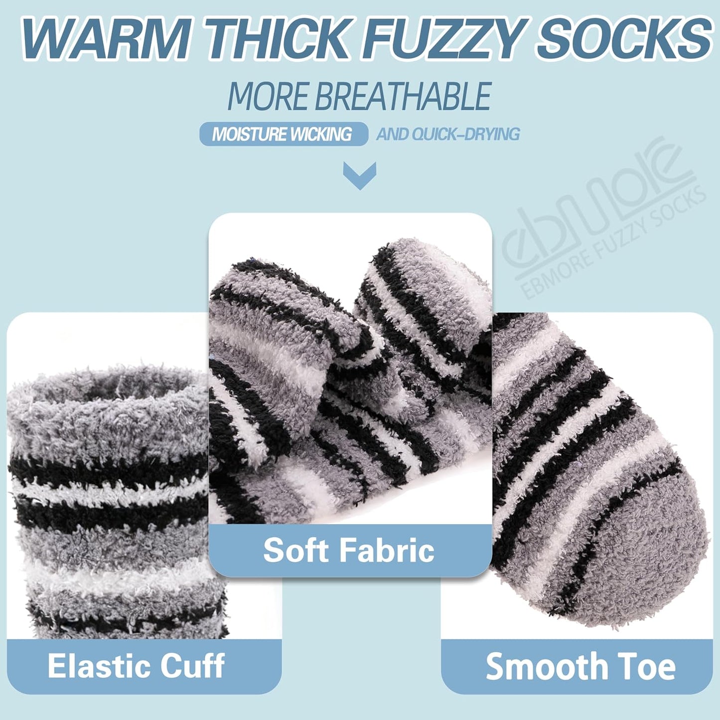 EBMORE Womens Fuzzy Socks Slipper Fluffy Cozy Comfy Cabin Plush Warm Winter Sleep Home Soft Socks