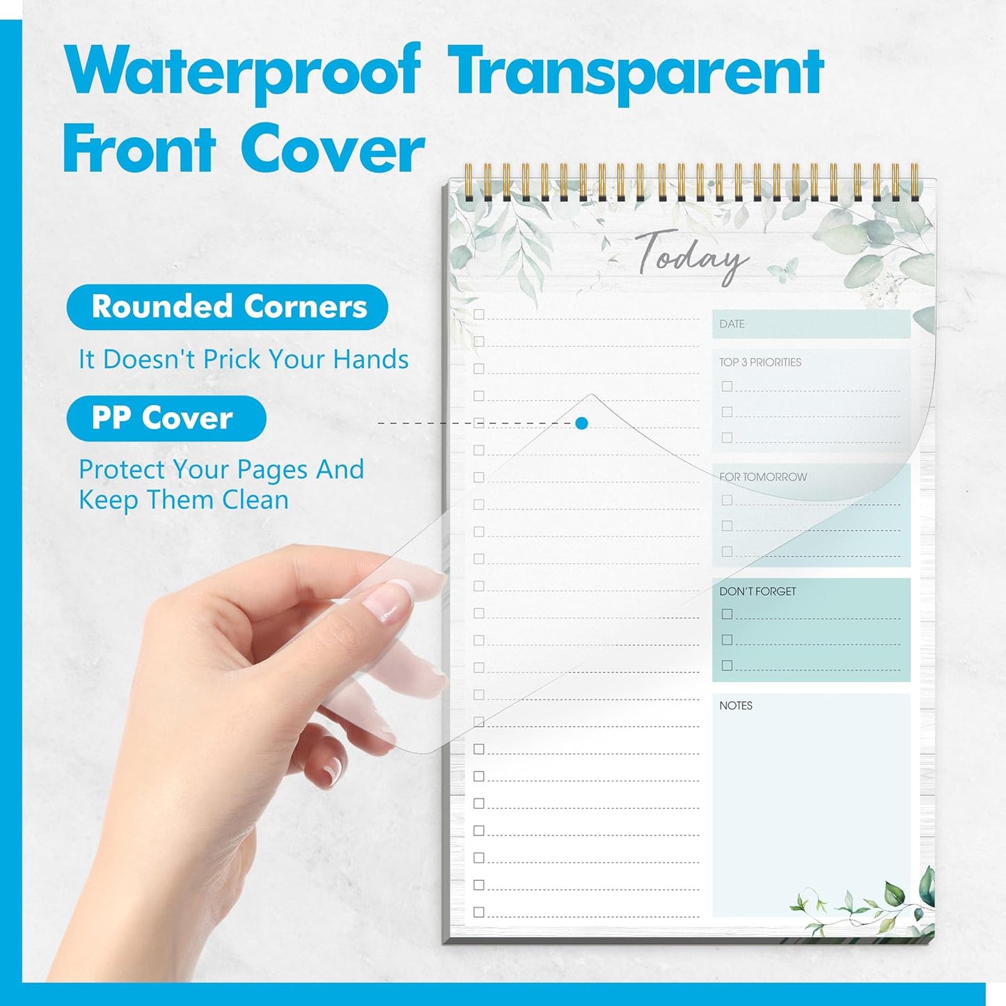 2 To Do List Notepads, Daily Planner Notebook with Tear-off Design, Undated Writing Organizer for Daily Tasks and Goal, Coiled Task Track Checklist Productivity Pad for Office, Classroom, Home, School