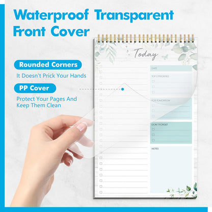 2 To Do List Notepads, Daily Planner Notebook with Tear-off Design, Undated Writing Organizer for Daily Tasks and Goal, Coiled Task Track Checklist Productivity Pad for Office, Classroom, Home, School