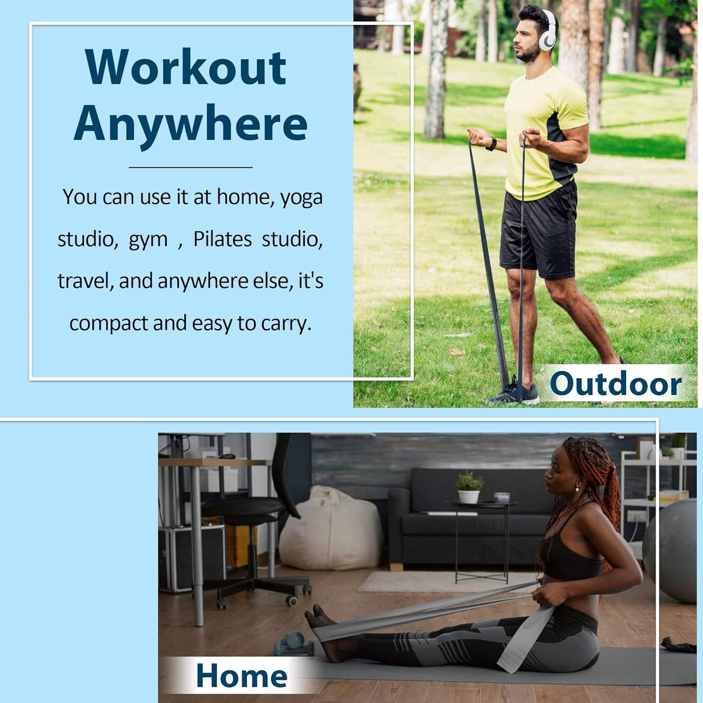 Resistance Bands for Physical Therapy, Bands for Working Out, Latex Free Elastic and Exercise Bands Set for Stretching, Suitable for Rehab, Yoga, Pilates, Gym, Home Exercise