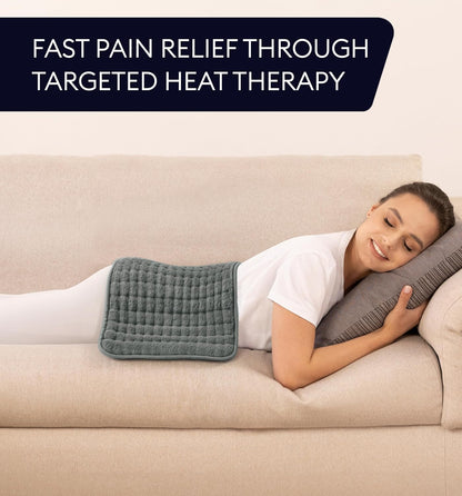 GENIANI Electric Heating Pad for Back Pain & Cramps Relief, Electric Throw, Self Care Gifts for Women, Heating Pad for Neck & Shoulder, Machine Washable Microplush, Auto Shut Off (12"x24", Tabby Gray)