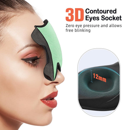 LitBear Sleep Mask for Side Sleeper Women Men, Eye Mask for Sleeping Light Blocking, 3D Contoured Cup Sleeping Mask, Soft Breathable Sleep Eye Mask with Adjustable Elastic Strap for Travel