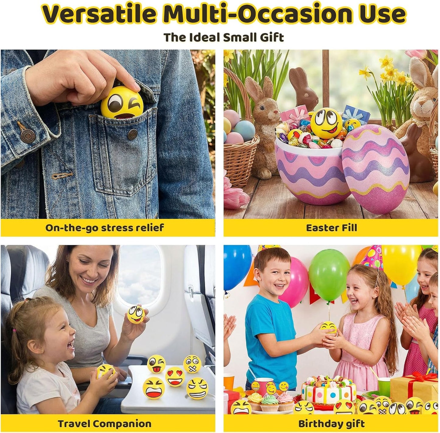 LOVESTOWN 24PCS Stress Balls Bulk for Party Favors, 2.5 Inch Squishy Toys