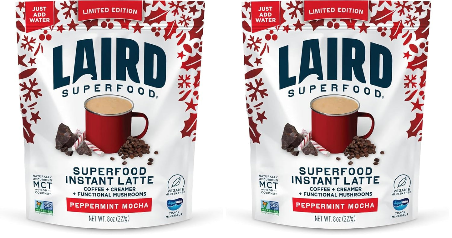 Laird Superfood Chai Instant Latte with Adaptogens - Instant Chai Tea Powder with Superfood Coconut Creamer - Gluten Free, Non-GMO, Vegan, 8 oz. Bag, Pack of 1