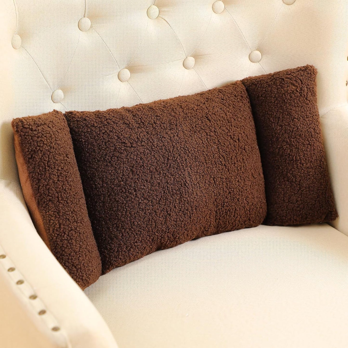 Queekay Fleece Lumbar Support Pillow 3 Section Back Pillow Office Chair for Back Support Comfortable Lumbar Cushion for Car Seat Pain Relief Sofa Rest(Gray)