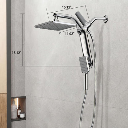 Dual Filtered Rainfall Handheld Shower Head Spray Combo, DAKINGS 7-Mode Shower Head With Handheld Spray Combination, Upgraded 11" High Flow Rain Handheld Spray Combo With Fixed Showerhead, Matte Black