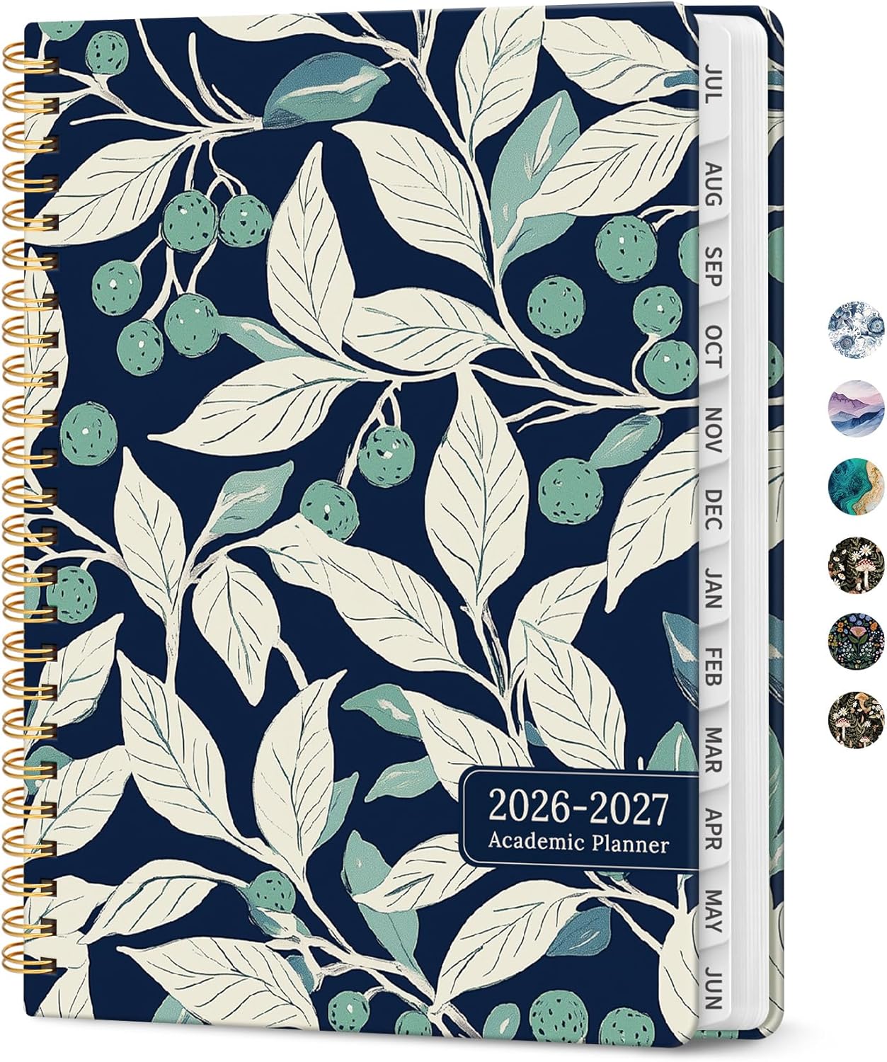Planner 2026-2027, Academic Monthly and Weekly Calendar Planner for Women, July 2026 - June 2027, Hardcover Pretty Agenda Planner Book with Tabs, Spiral Daily Organizer for School Office Home Supplies, 6.3" x 8.5" - Blue Floral