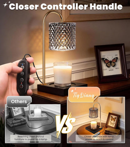 TigQiang Candle Warmer Lamp with Timer Dimmer, Birthday Gifts for Women Mom, House Warming Gifts, Elegant New Home Decor, Wax Warmer for Jar Candles, Heater Lamp for Scented Wax, Amber Glass