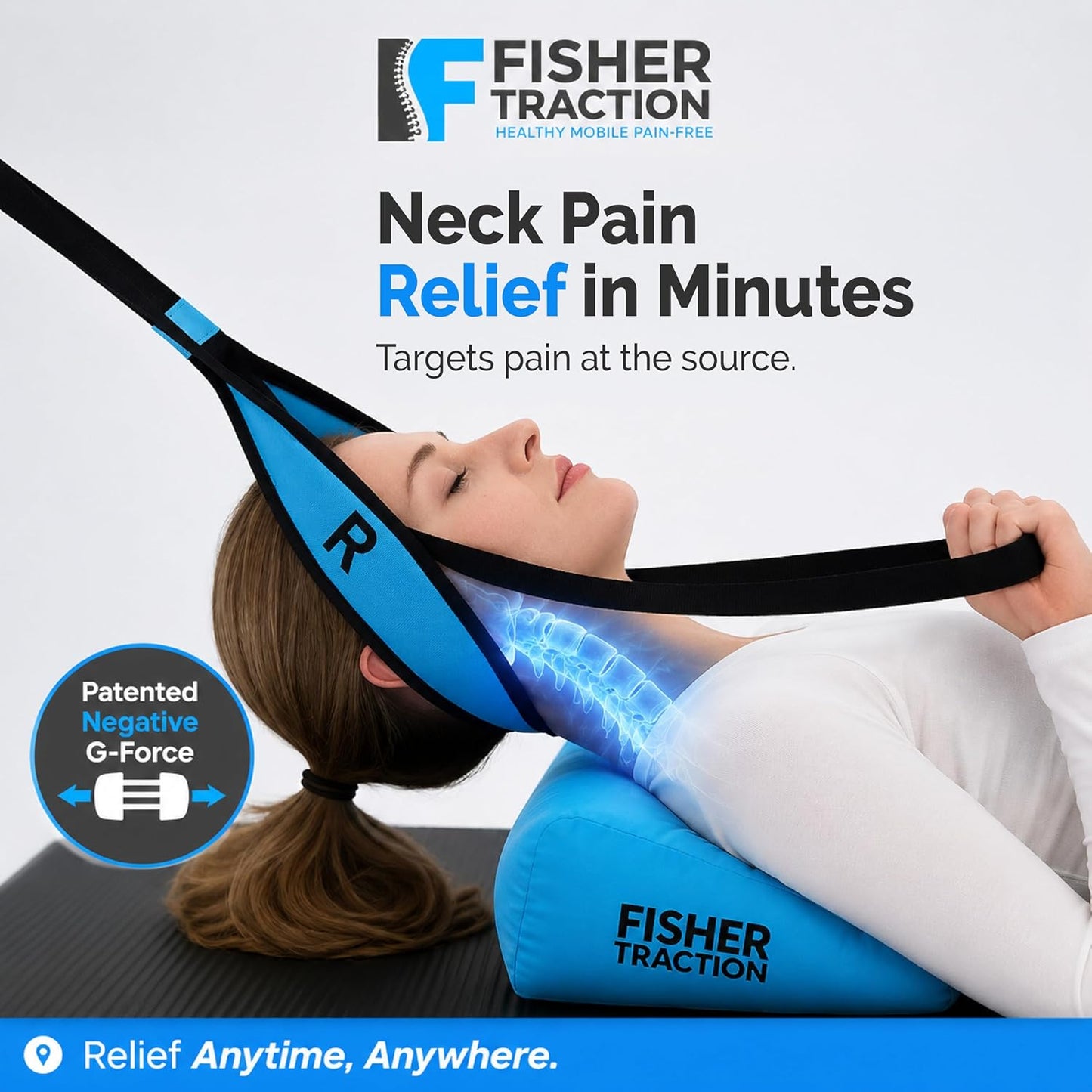 Fisher Traction Lower Back Decompression Device – Lumbar Traction for Spinal Decompression – Patented Stretcher Strap Release for Spinal Rehydration – Lightweight & Portable (Under 230 lbs)