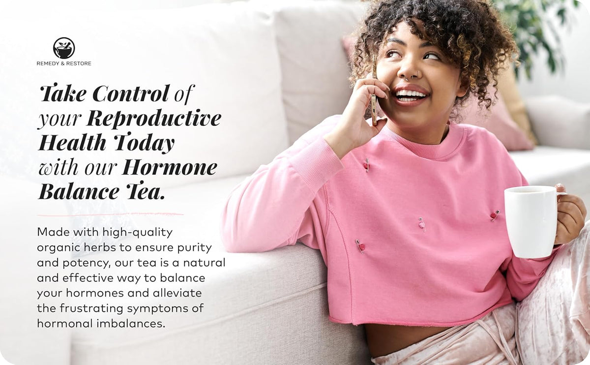 Remedy & Restore Herbal Tea for Hormone Balance - Natural Menstrual Cycle Support, Spearmint Flavor, Loose Leaves