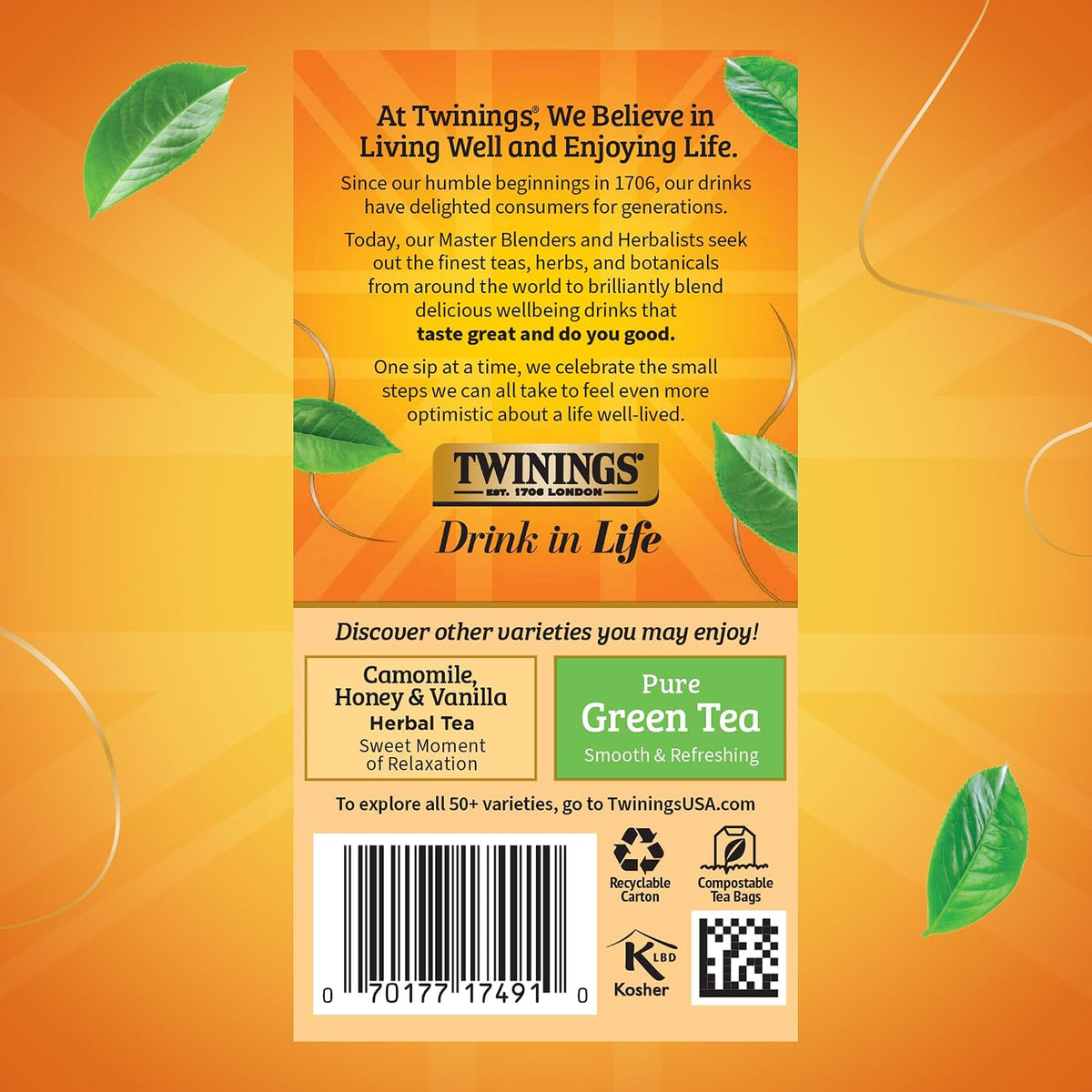 Twinings Peppermint & Creamy Vanilla Herbal Tea Bags, 120 CT Box (1 Pack)