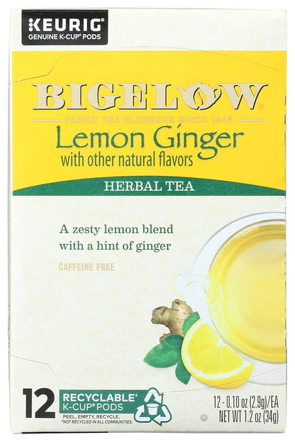 Bigelow Tea Lemon Ginger Herbal K-Cup Pods, 12 Count (Pack of 6)